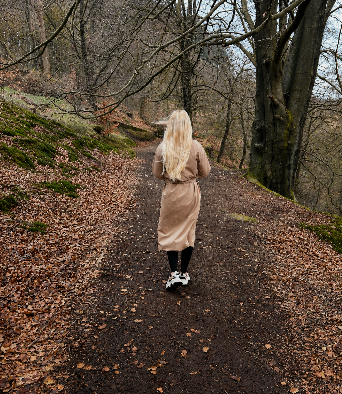 Walking through woods